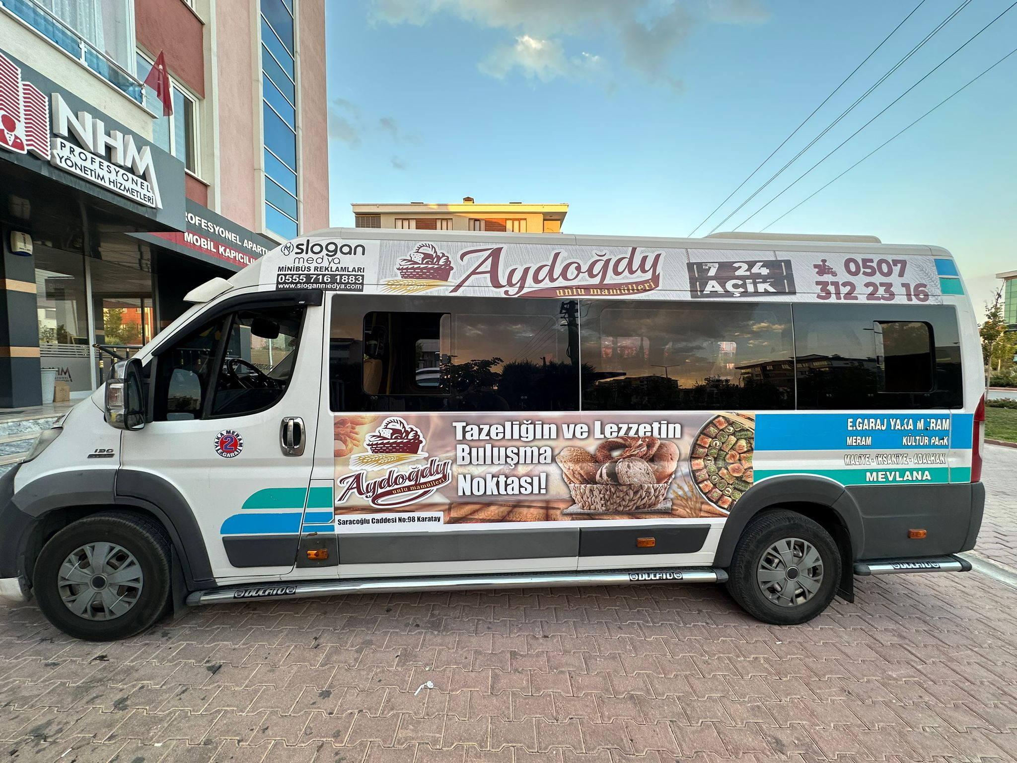 Aydoğdu Unlu Mamülleri Şehir İçi Minibüs/Dolmuş Giydirme Reklamları – Konya Minibüs Reklamları çalışması