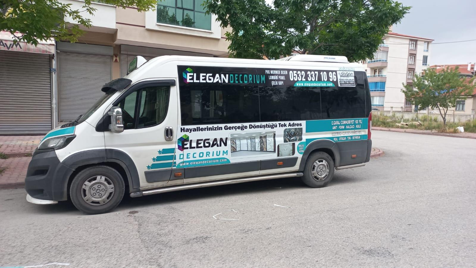 Elegan Decorium Şehir İçi Minibüs/Dolmuş Giydirme Reklamları – Konya Minibüs Reklamları çalışması