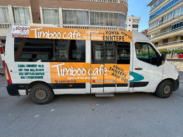 Timboo Cafe Şehir İçi Minibüs/Dolmuş Giydirme Reklamları – Konya Minibüs Reklamları çalışması
