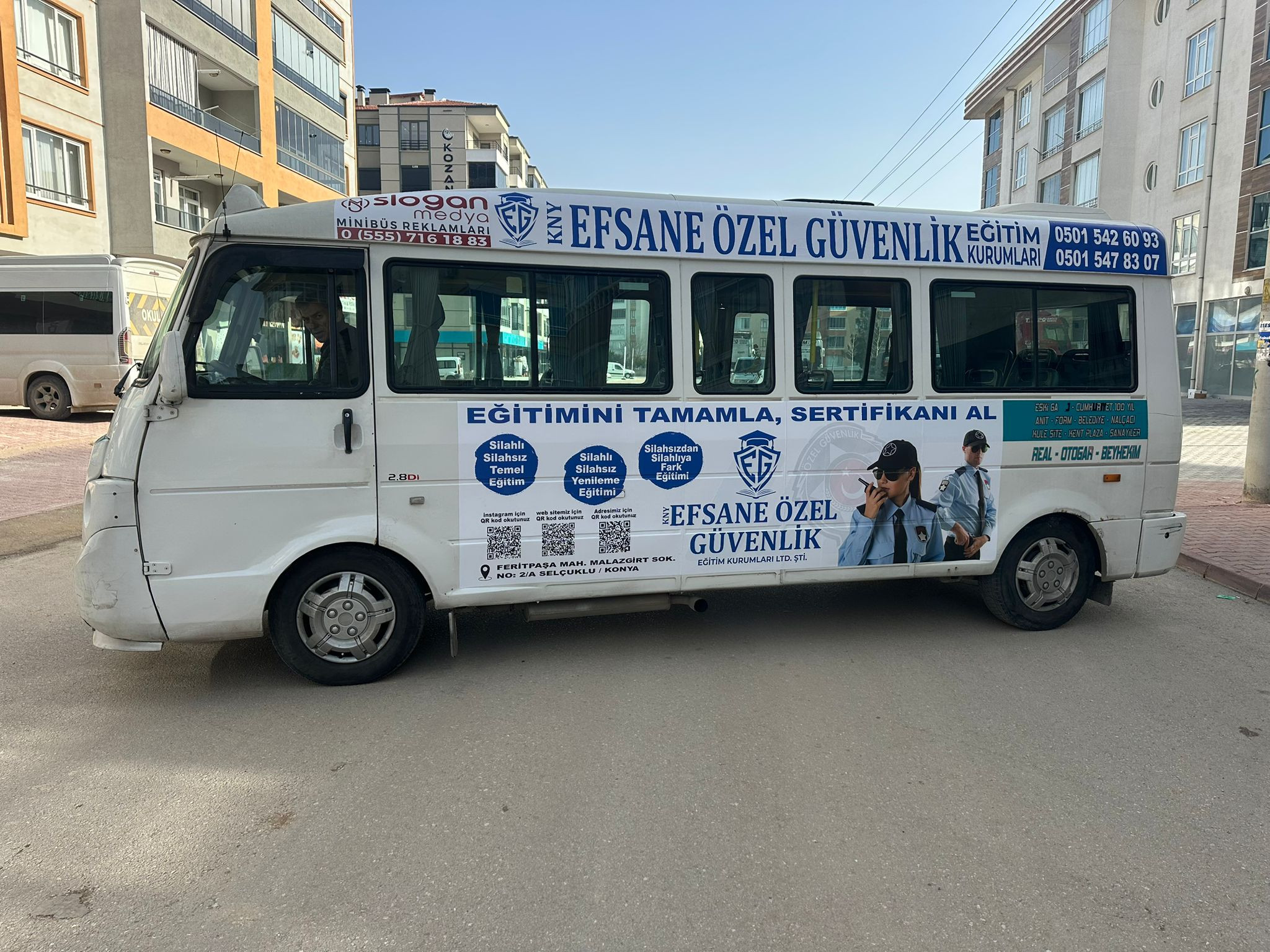 Efsane Özel Güvenlik - Şehir İçi Minibüs/Dolmuş Giydirme Reklamları – Konya Minibüs Reklamları çalışması