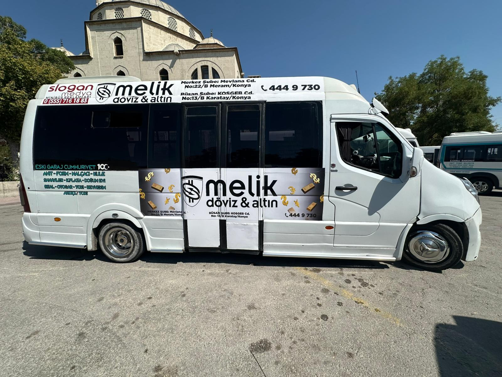Melik Döviz – Şehir İçi Minibüs/Dolmuş Giydirme Reklamları – Konya Minibüs Reklamları çalışması
